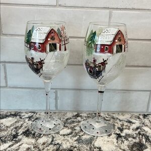 NEW Pier 1 Holiday Themed Wine Glasses